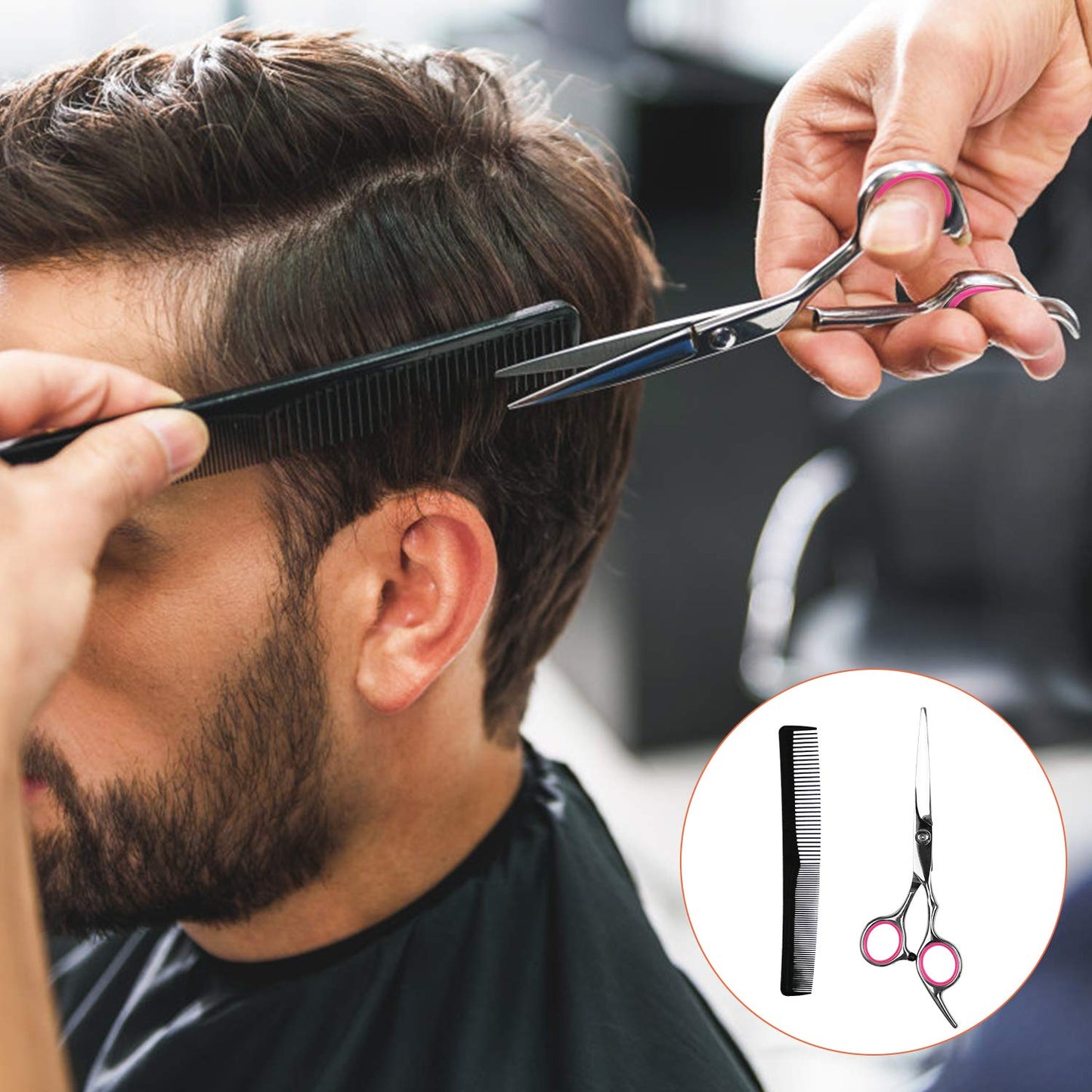 Professional Hair Cutting Scissors Set - 9 PCS Thinning Shears Kit for Salon & Home Use | Ideal for Men, Women, Kids & Pets