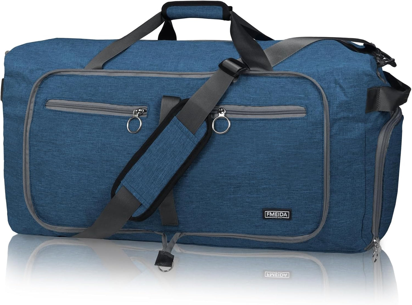 Duffle Bag 65L with Shoes Compartment - Foldable Travel Bag for Men & Women | Water-Repellent & Tear-Resistant (Black)