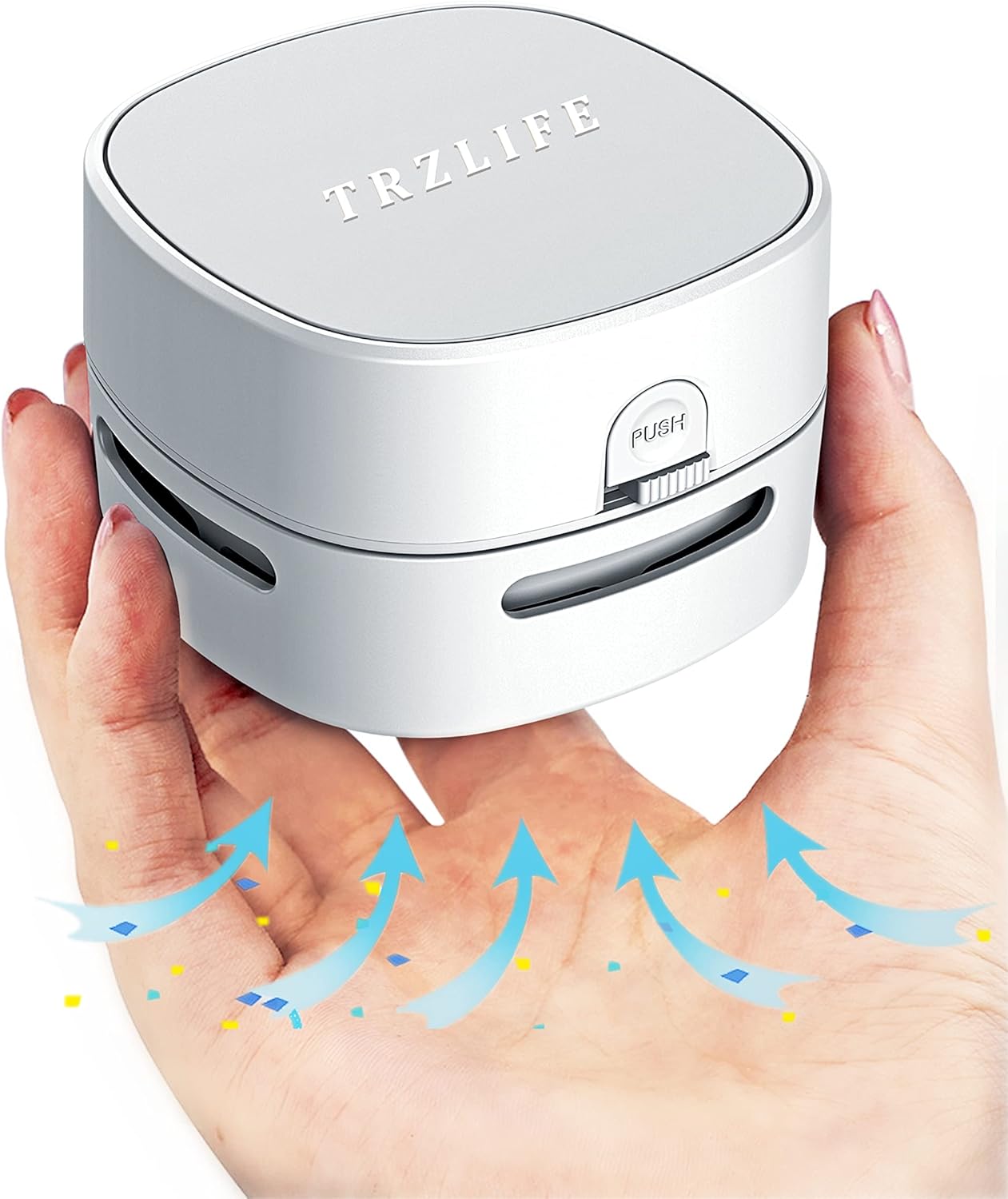 USB Rechargeable Mini Desk Crumb Vacuum - Portable Cordless Cleaner for Keyboard & Countertop | Ideal Office Accessory in White