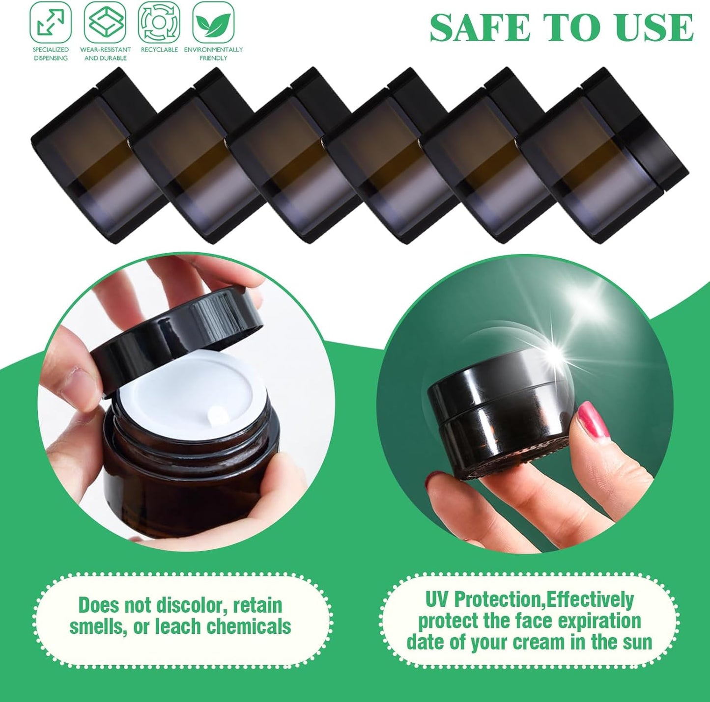 Amber Glass Jars Set - 120 Pcs 60g with Black Lids, Inner Liners & Labels for Scrubs, Lotions & Bath Salts