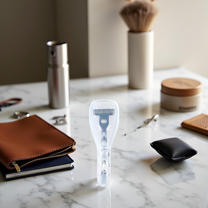 Portable Travel Razor Cover Case, Transparent Plastic Shaver Holder Protector Organizer, for Men's Manual Razors and Electric Shaver Accessories Razor Travel Case