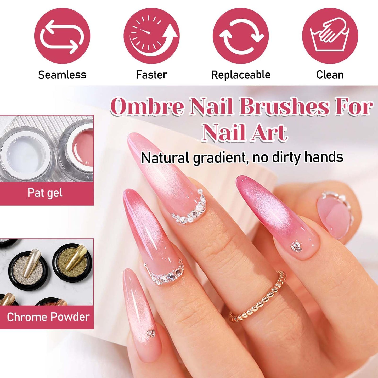 200 Pcs Nail Sponges for Ombre with Grabbing Pen & Storage Box, Professional Gradient Nail Sponge Tool Ombre Nail Brush Accessories Supplies for Home DIY Nail Art Salon