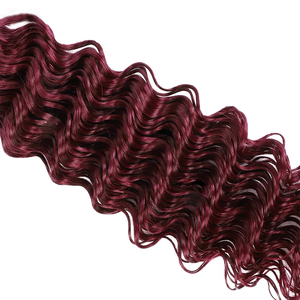 #99J Bundles Human Hair Deep Wave Bundles 18 Inch Burgundy Deep Wave Bundle Unprocessed Brazilian Virgin Weave Hair 1 Bundle 50 Gram Per Bundle