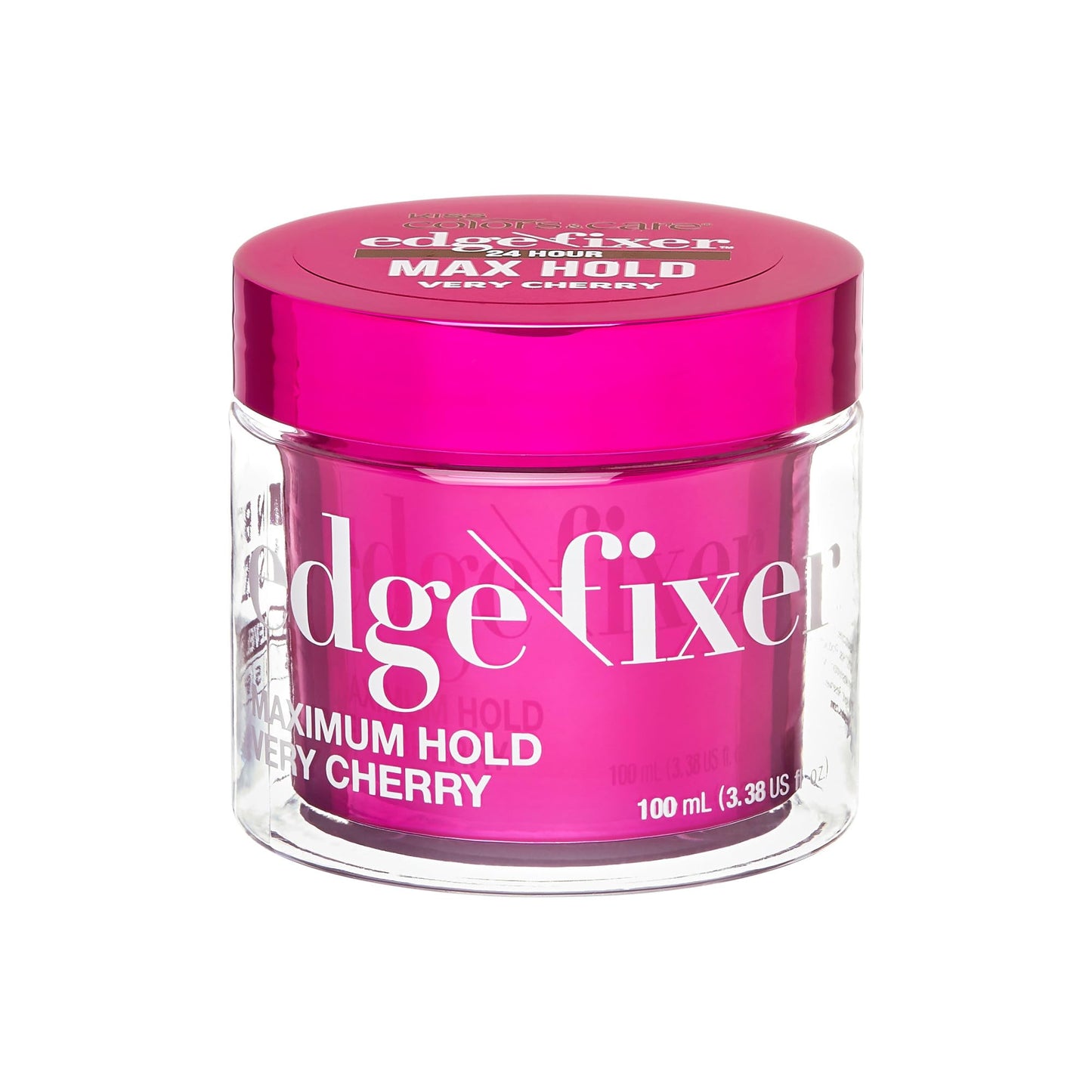 KISS COLORS & CARE Maximum Hold Edge Fixer, Non-Greasy Gel Formula Infused With Biotin B7, 24 Hour Hold, ‘Very Cherry’ Scented, 3.38 Fl. Oz. (100 ml)