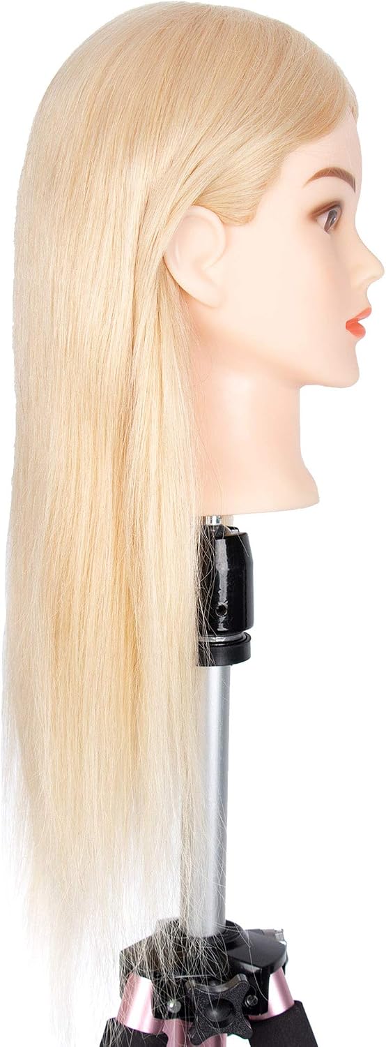 Human Hair Mannequin Head - Blonde Training Practice Head for Styling & Cutting | 18” 613# Blonde