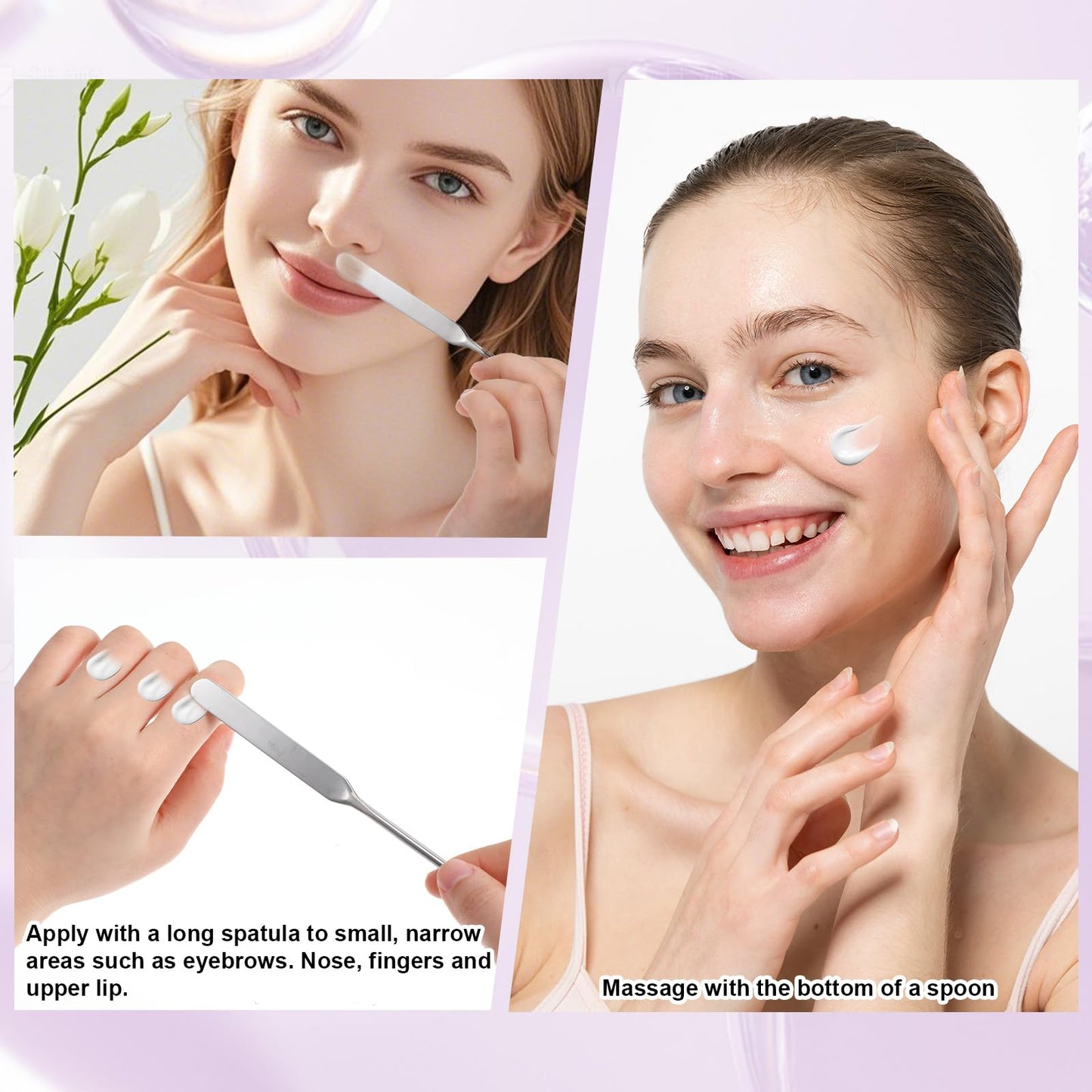 4PCS Stainless Steel Makeup Spatula Mini Metal Cosmetic Spatula Korean Skincare Spatulas Multi-functional Spatulas Tiny Facial Accessories for Personal Care Makeup Cosmetics Tools