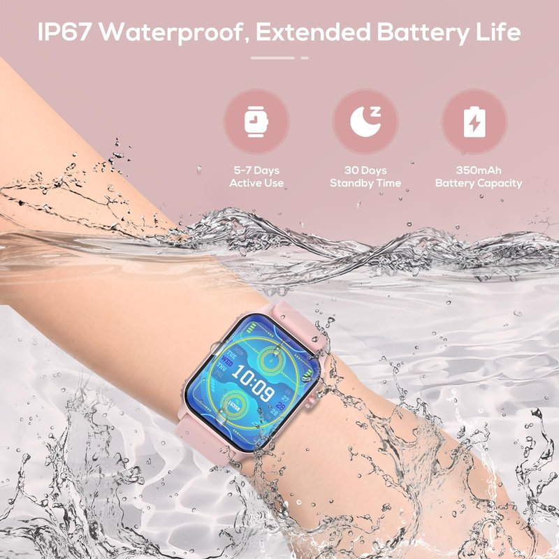 Smart Watch for Women, 120 Sports Modes Smartwatch with 1.83" HD, Alexa Built-in, Heart Rate/Sleep Monitor, IP67 Waterproof, Bluetooth Call & Music Control Fitness Watch for iPhone/Android (Pale Pink)