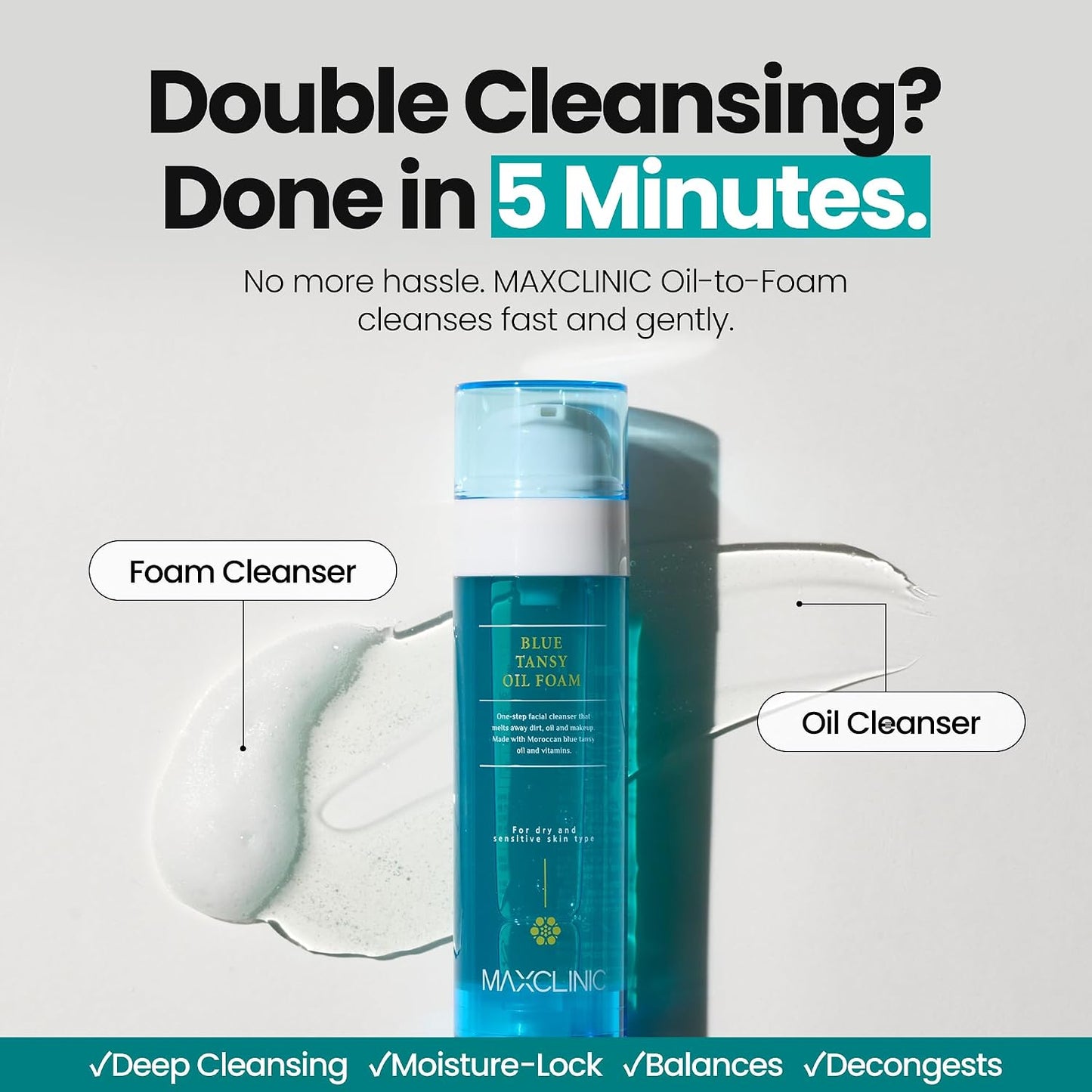 Blue Tansy Oil Foaming Facial Cleanser - Oil Control & Deep Cleansing for Oily Skin | 3.88 fl oz