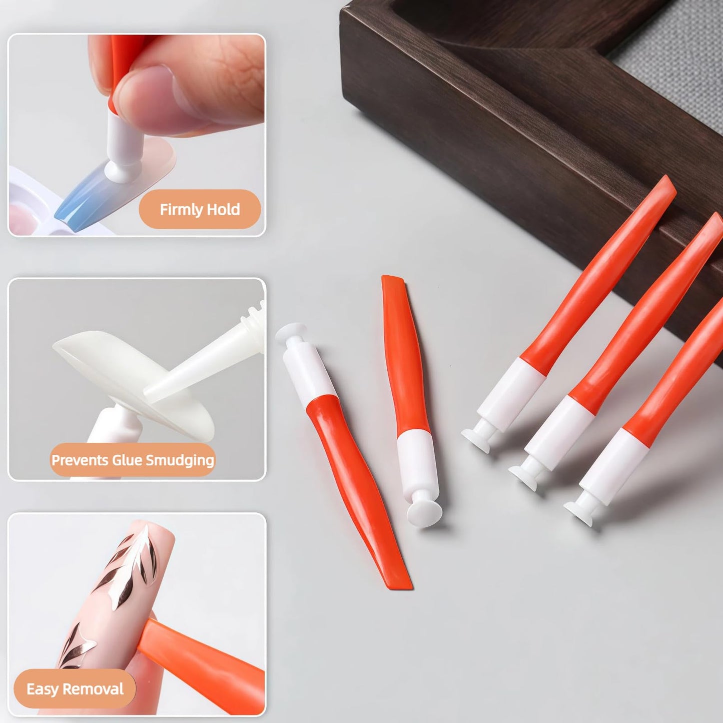 VONMAOGU 4Pcs Damage-Free Press On Nail Tools, Dual-Ended Silicone Suction Cup Lifter and Pry Bar for Easy Nail Tips Change, Manicure Kit for DIY & Professional