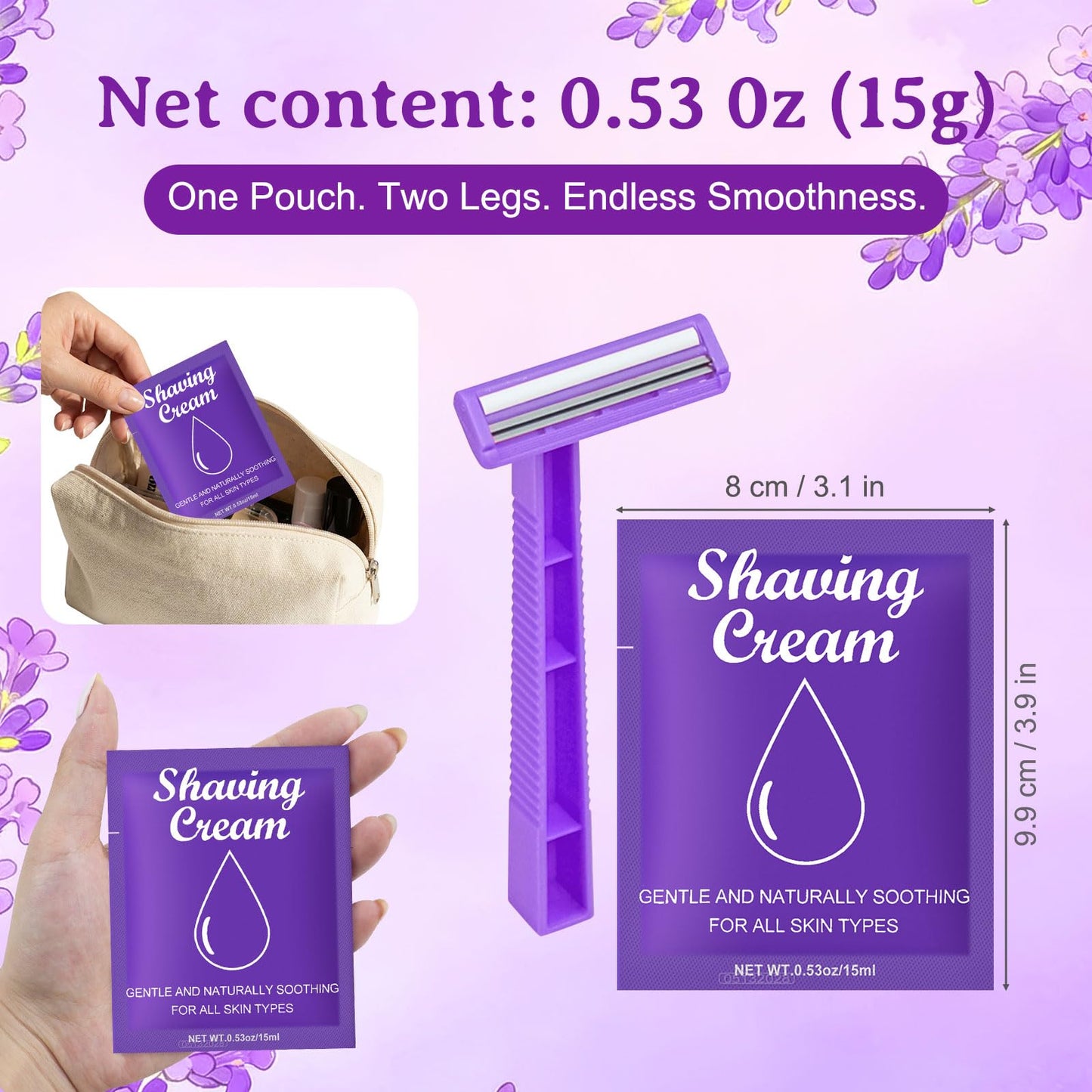 Womens Shaving Cream Bulk Travel and Women's Disposable Razors Individually Wrapped,0.53oz Shave Gel for Women,Care Dry Skin Womens Shave Gel Disposable Razors Women for Homeless Travel Guests（10Set)