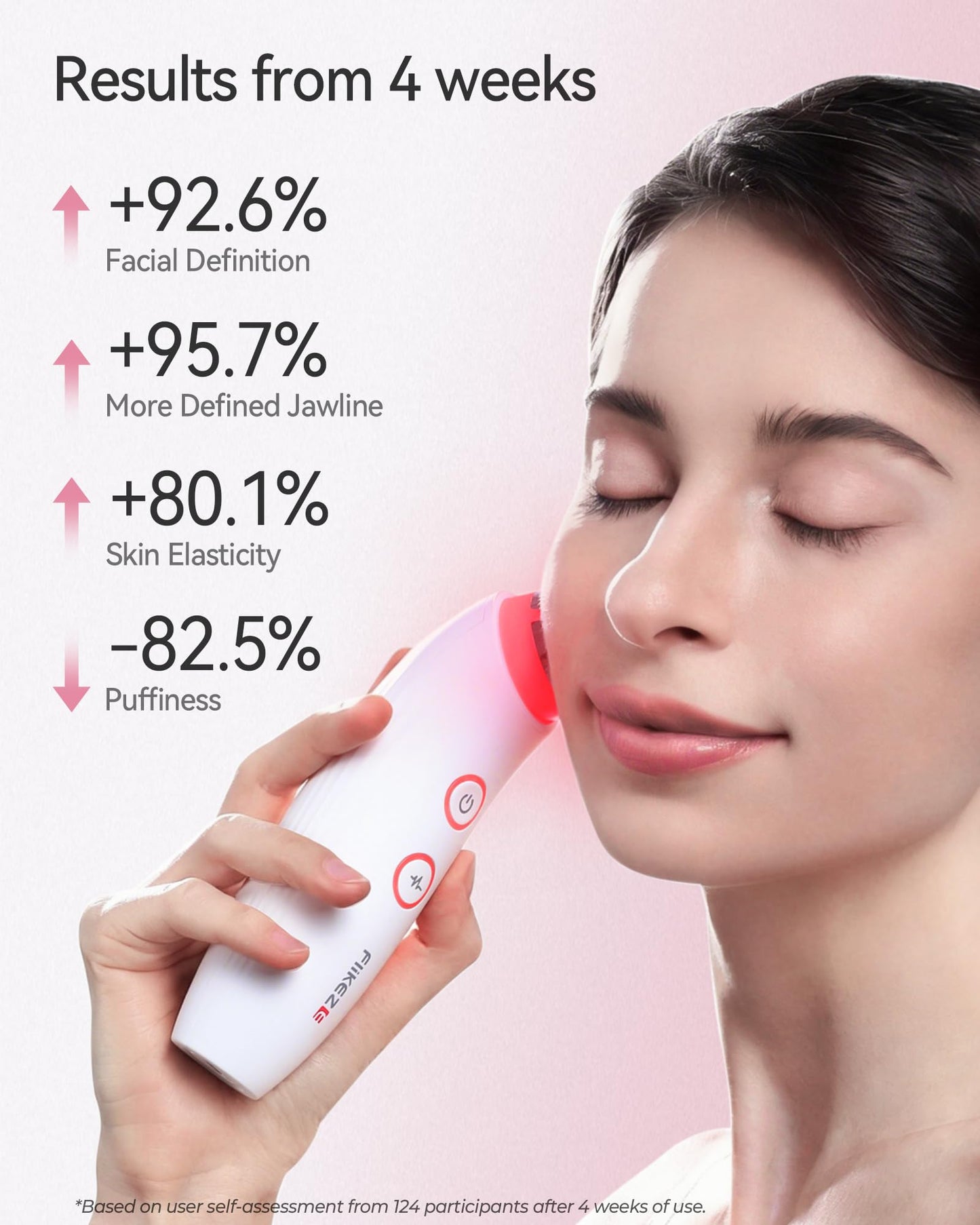 FliKEZE Red Light Therapy Device for Face and Neck, 3-in-1 Microcurrent & Vacuum Facial Massager, Skin Tightening, Firming and Anti-Aging Skincare Tool (White)