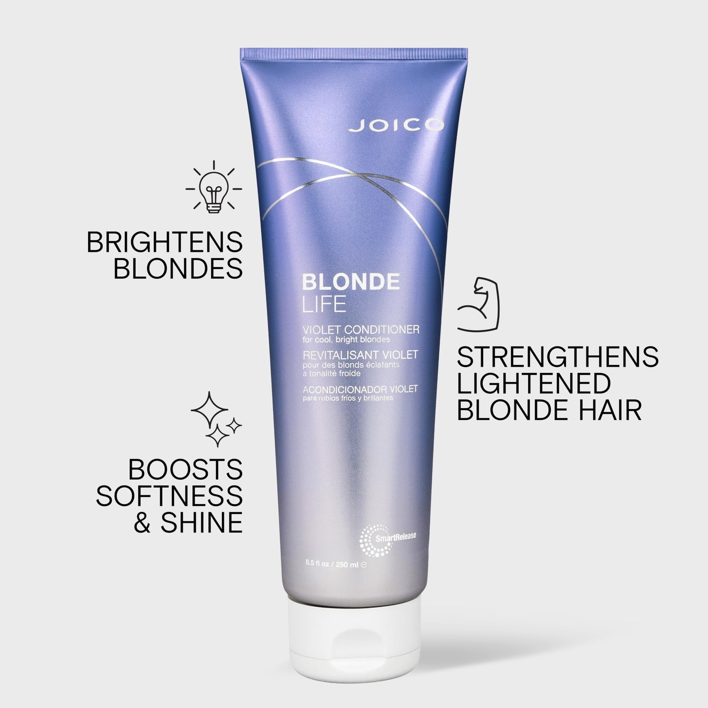 Joico Blonde Life Violet Conditioner | For Cool & Bright Blonde Hair | Neutralize Brassy Tones | Banish Yellow Tones | Boost Shine | Sulfate Free | With Monoi & Tamanu Oil | 8.5 Fl Oz