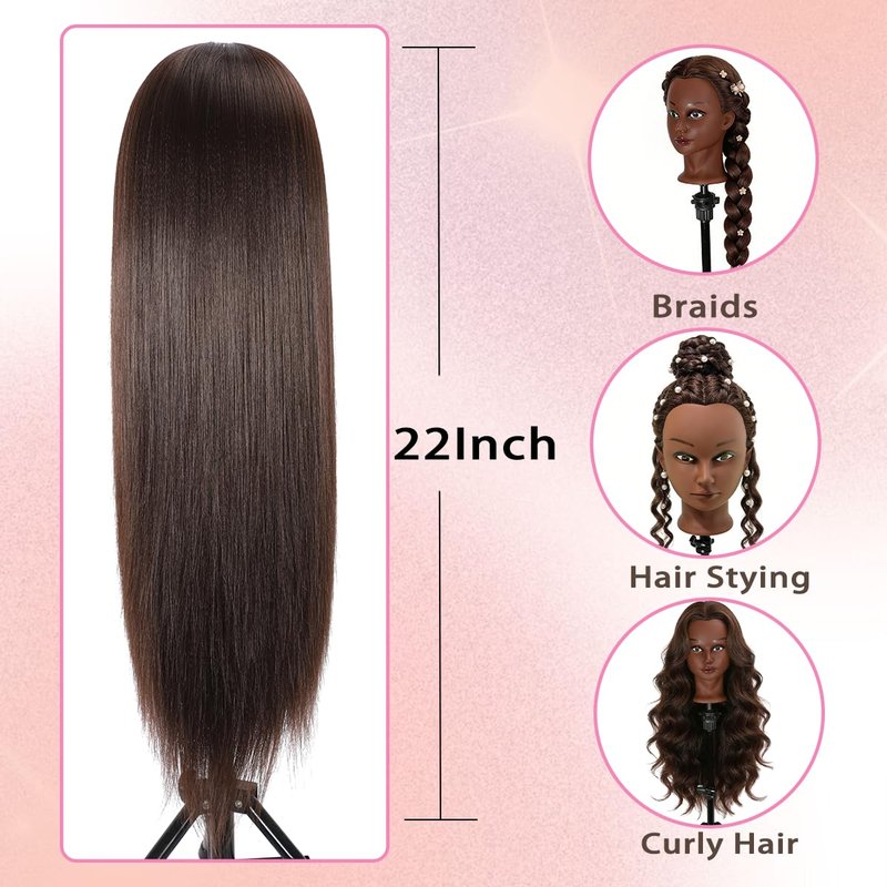 Mannequin Head - 80% Human Hair Training Head for Hair Styling | 26-28 Inch Straight Hair for Cosmetology & Barber Use