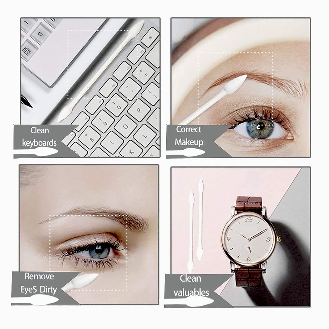 Double Precision Cotton Swabs - 800 Double Pointed Tips for Makeup | 4 Packs of 200 Pieces Each