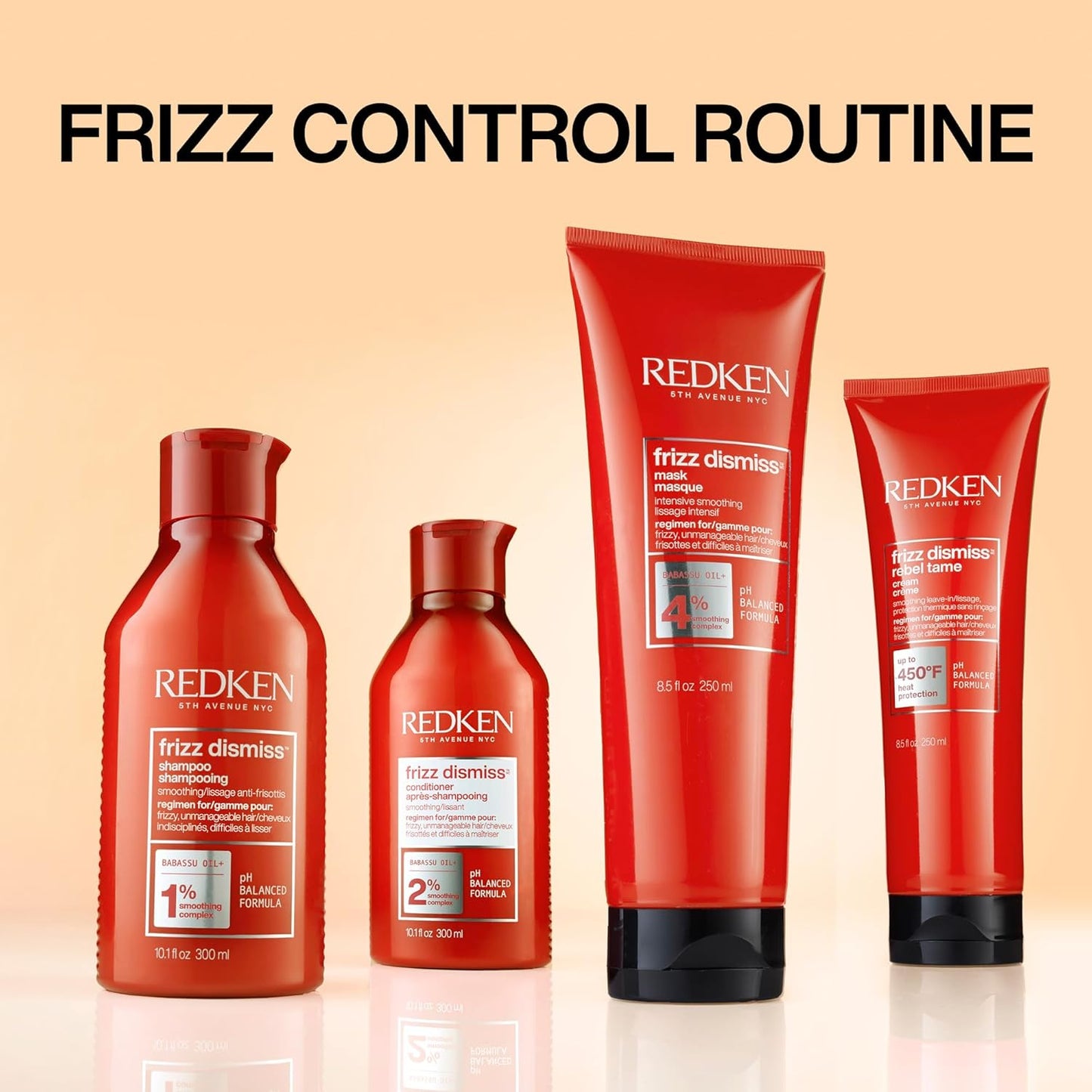 Redken Frizz Dismiss Shampoo - Weightless Frizz Control for Smooth, Shiny Hair | Sulfate-Free Formula