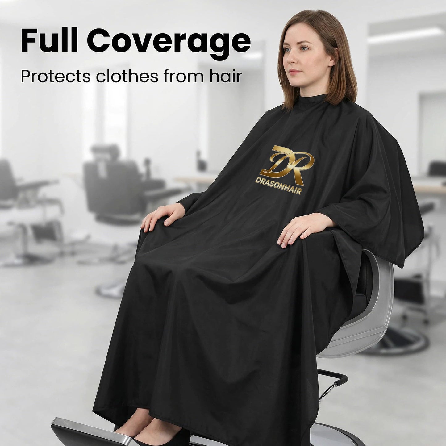 DR DRASONHAIR Barber Cape Waterproof Hair Sticking Resistant, Unisex Professional Hair Cutting Cape for Men Women