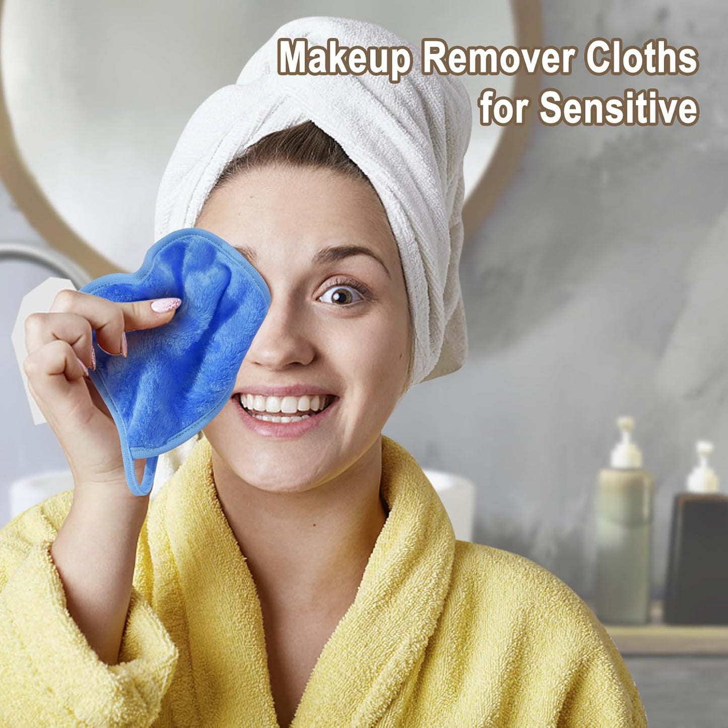 KODAMO Reusable Makeup Remover Cloths - Soft Microfiber Pads for Gentle Cleansing | 12 Pack with Mesh Bag