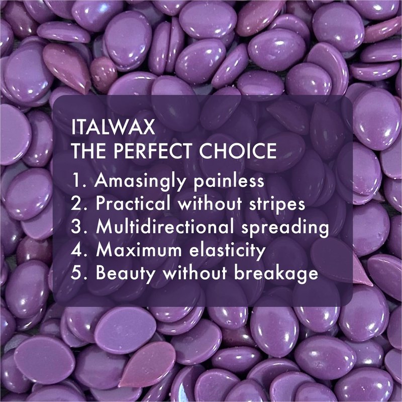 Italwax Classic Line Plum Hard Wax Beads 2.2 lb (1 kg) – Long Setting Stripless Wax for Beginners & Large Areas – Made in Italy