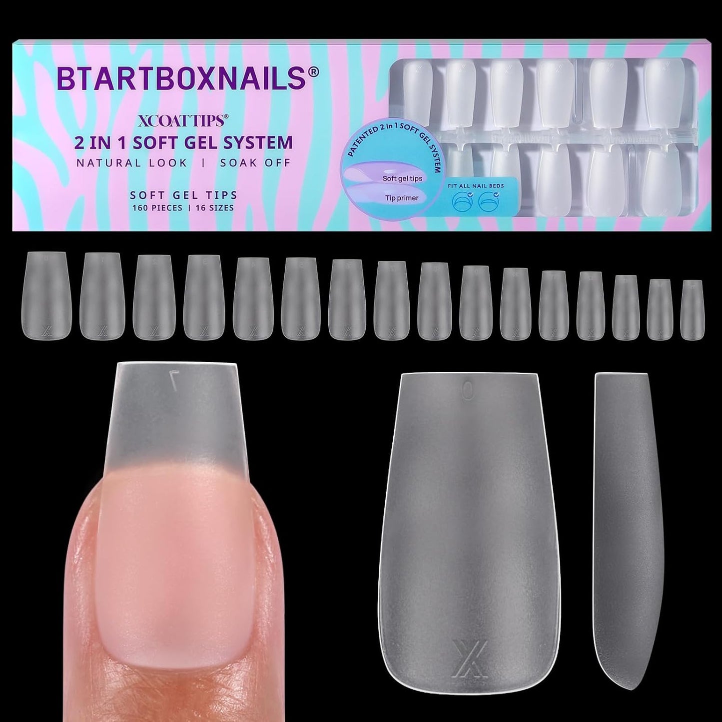 BTArtbox Press-On Nails - 5 Shades of Nude Long Stiletto | 16 Sizes for Easy Application & 4-Week Wear