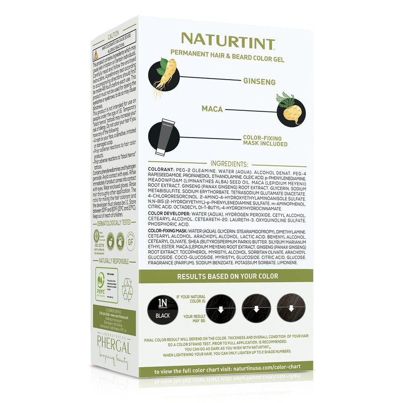 Naturtint Mens Permanent Hair Color for Hair Beard and Mustache (1N Black)
