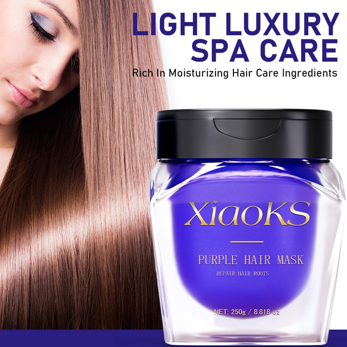 Purple Hair Mask for Brassy Hair,Toning Purple Shampoo Mask for Blonde, Silver, Gray, Bleached Hair,Repairs Damaged Hair Roots & Hydrates, Brightening & Smoothing Treatment (Purple)