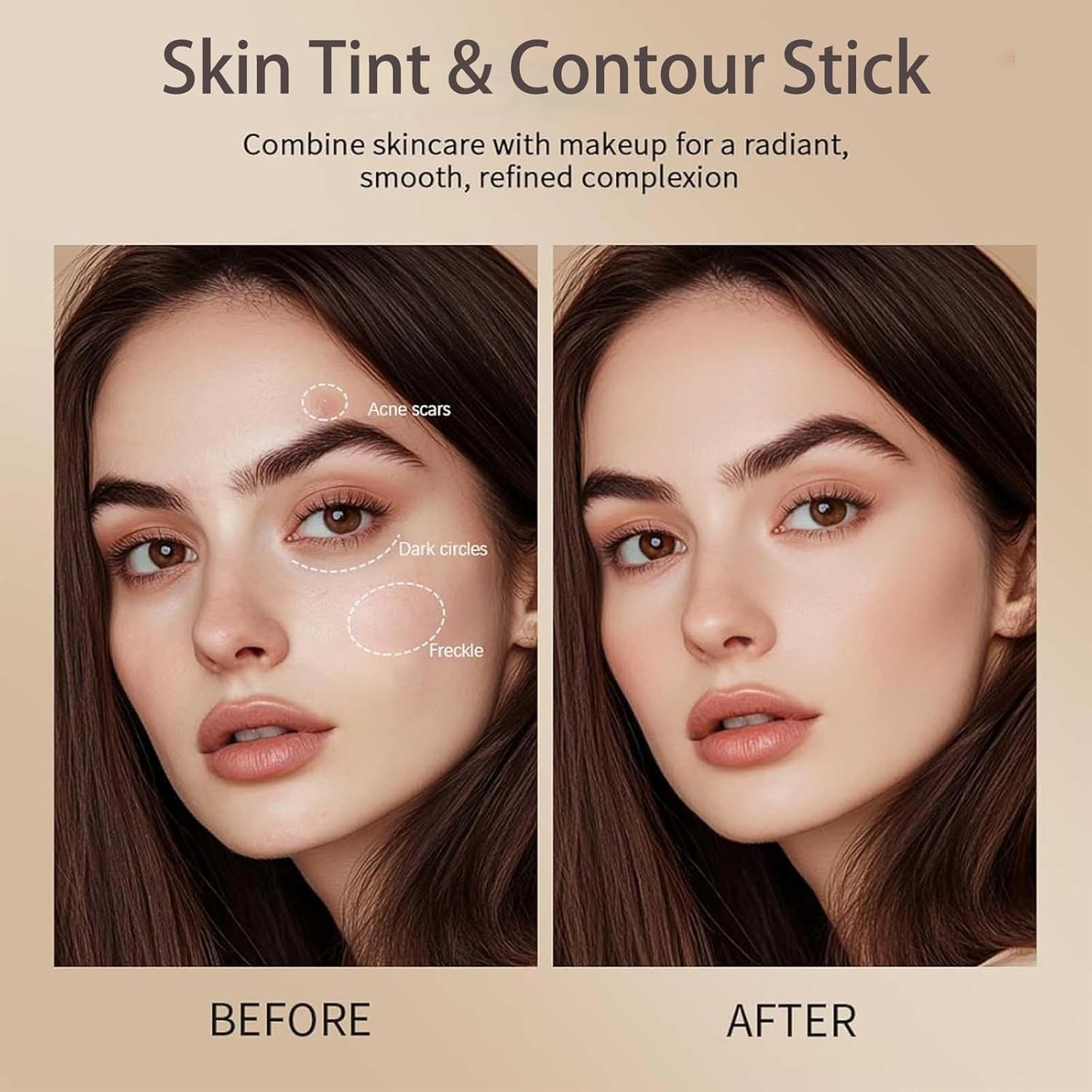 Hydrating Skin Tint & Contour Stick - Tinted Beauty Balm Foundation for Natural Finish | Buildable Coverage, Quick Application