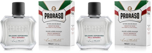 Proraso After Shave Balm - Oatmeal & Green Tea - Nourishing & Gentle Formula After Shave Cream for Sensitive Skin - Premium Italian Shaving for Men - 3.4oz,(Pack of 2)