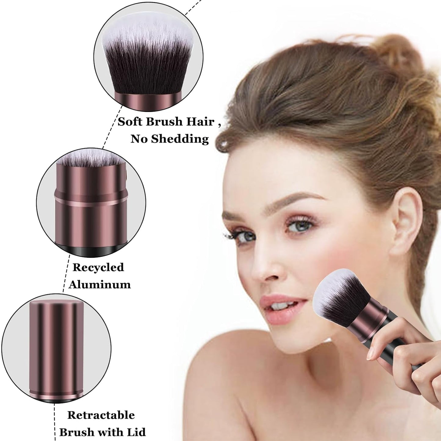 Retractable Kabuki Makeup Brush - Professional Travel Powder Brush for Flawless Blending | Ideal for Liquid, Cream, Blush & Bronzer