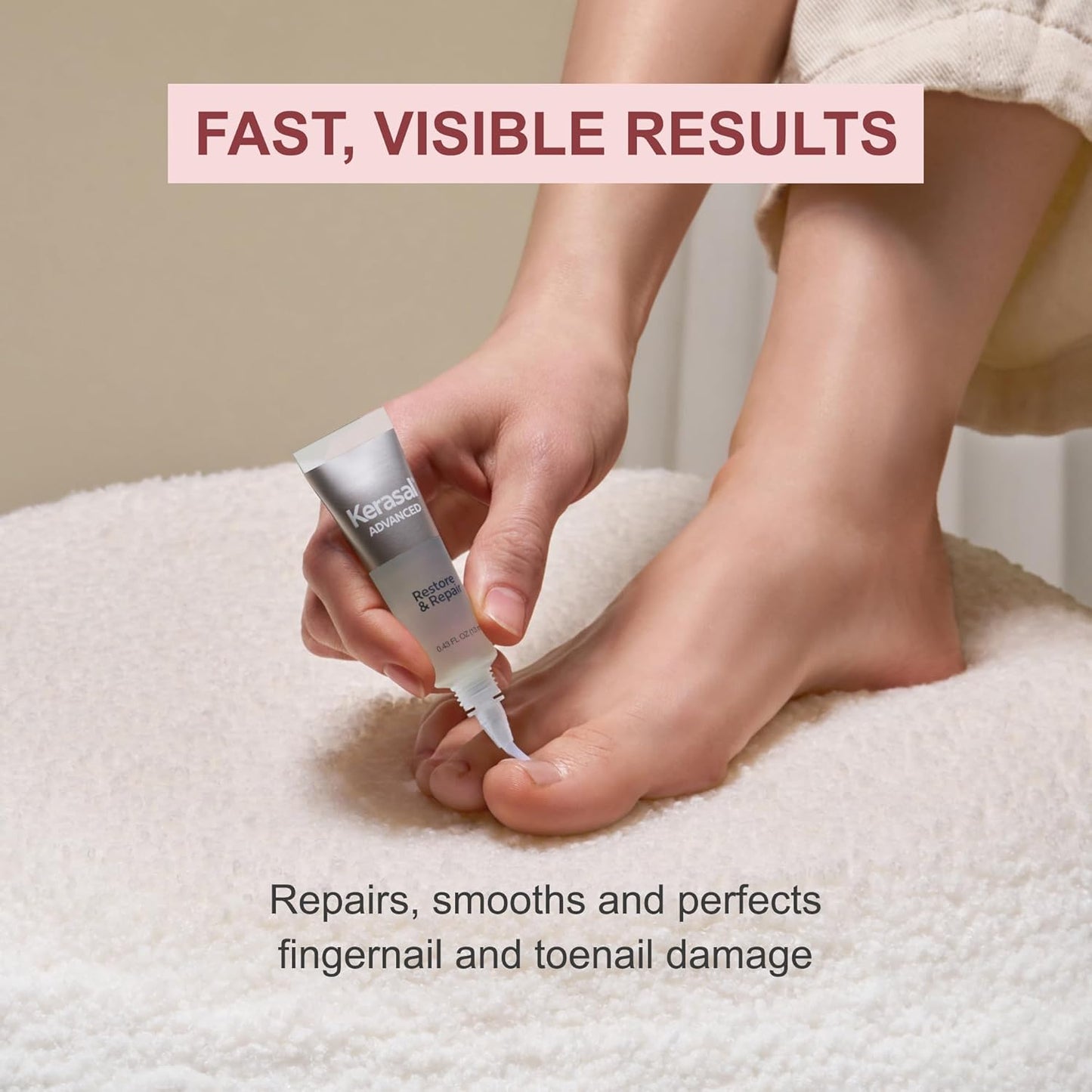 Kerasal Nail Care Brush - Restore & Repair Damaged Nails, Smooth Uneven Texture | 0.43 fl oz, 2 Applicators