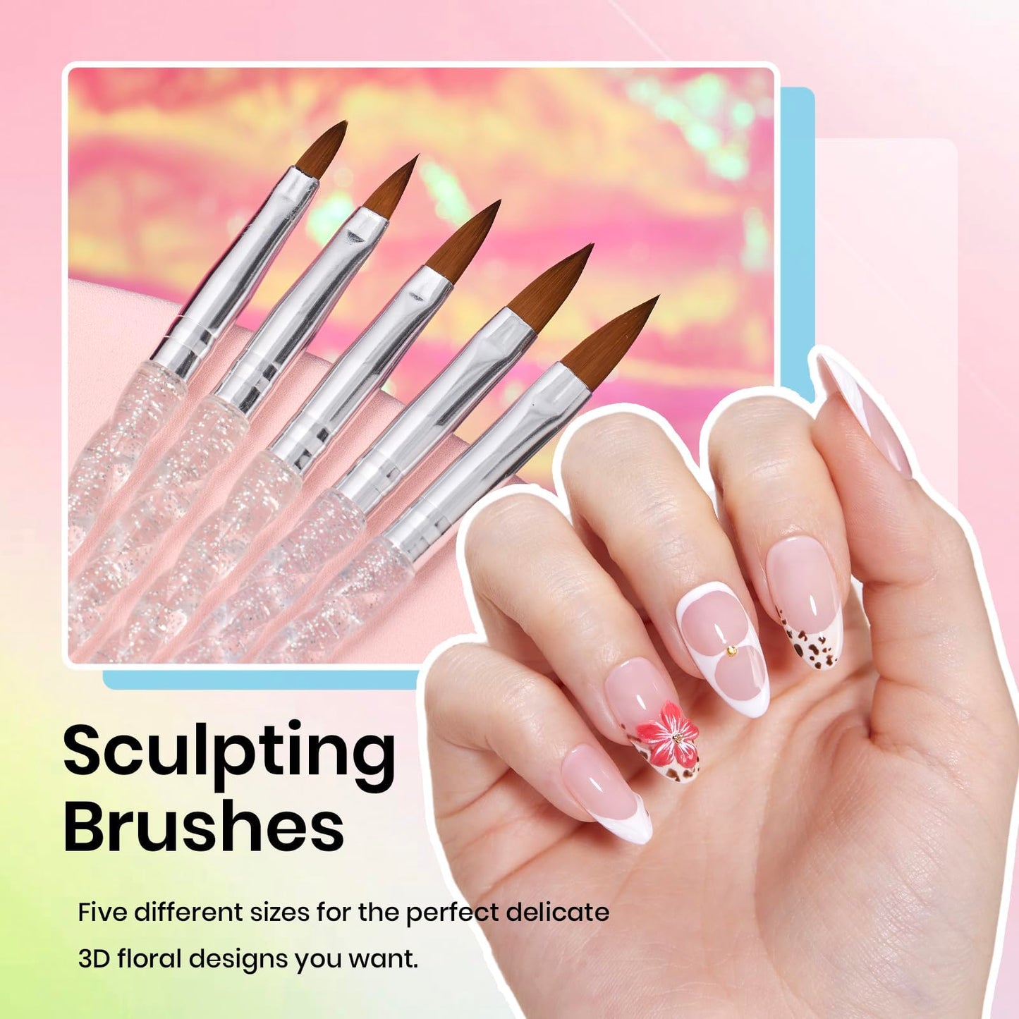 Beetles 31pcs Nail Art Brushes, Dotting Tools, Nail Art Pens, Dust Brush, Striping Liner Fingernail Drawing Pens with Palette Holder Metal Handle All in One for Starter Manicure Design Set