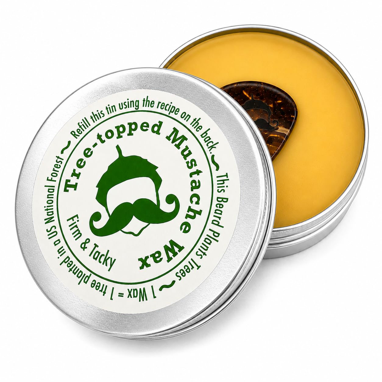 Green Beard Grmng Tree-Topped Mustache Wax for Men – Firm & Tacky Hold with Natural Beeswax & Hempseed Oil – Styles, Shapes & Controls 2 Ounce (Pack of 1)