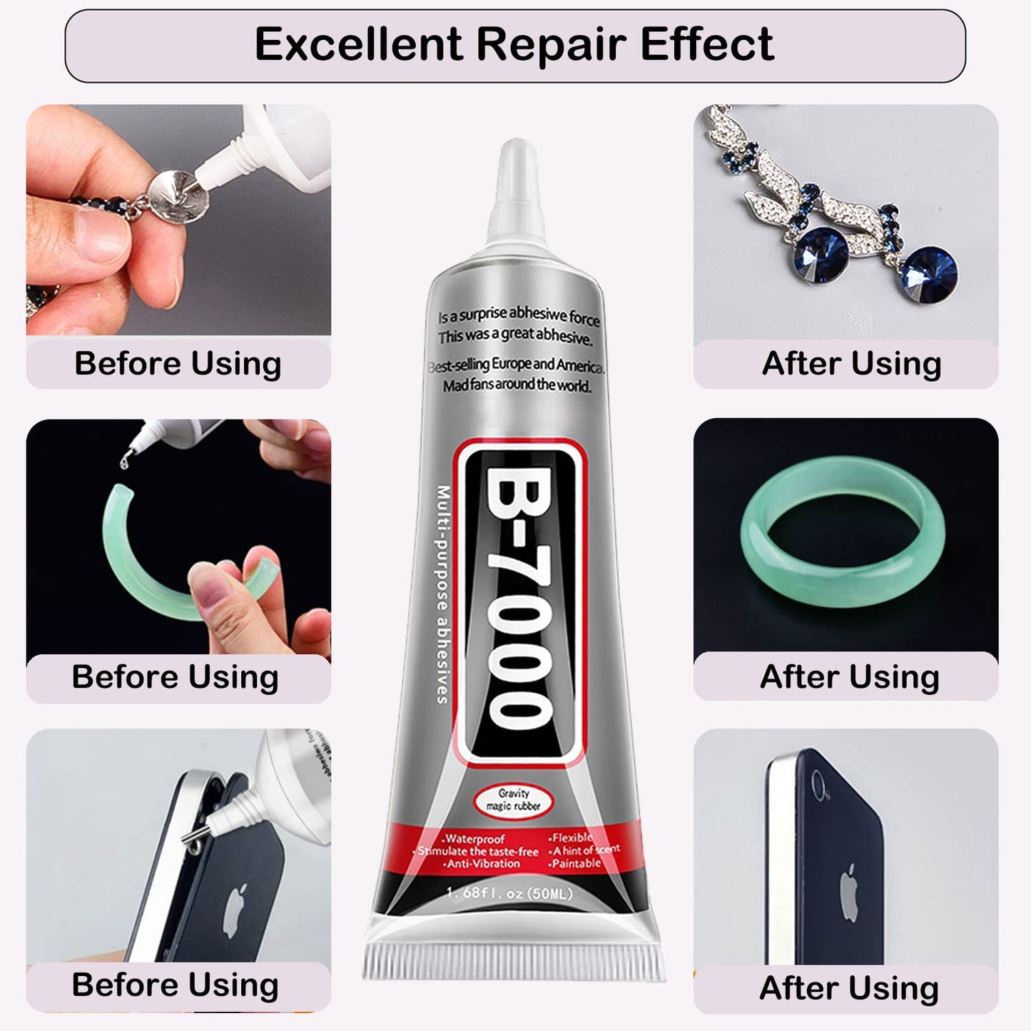 B7000 Jewelry Glue - Clear Multipurpose Adhesive for Rhinestones, Fabric, & Crafts | 50ML (1.69 fl oz)