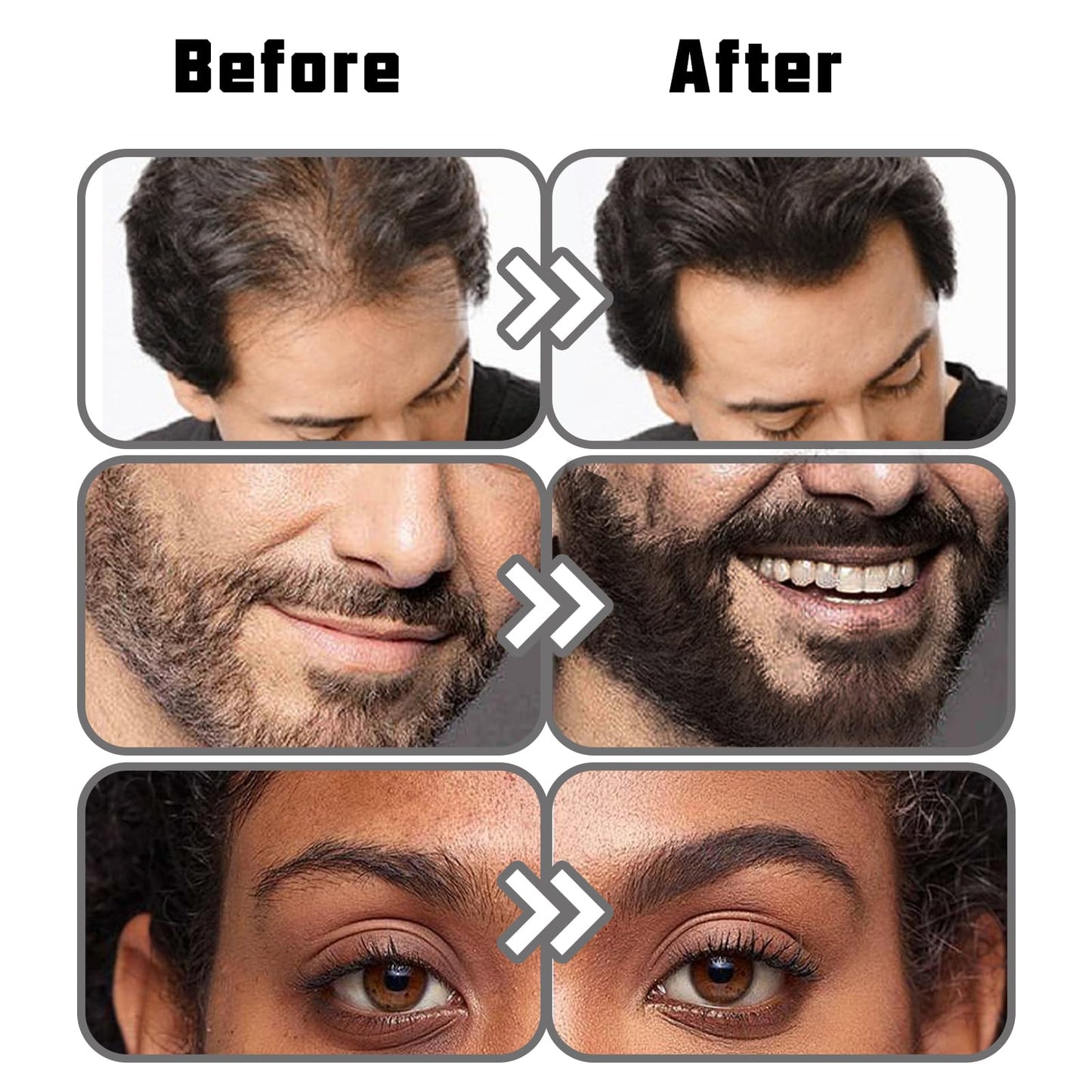 HAIOLORPRO 4PCS Beard Pen Filler and Beard Brush Double Head for Men, Beard Enhancement Barber Pencil Kit Water Proof Long Lasting Coverage, Beard Dye Filler for Eyebrow Hairline Moustache(Black)