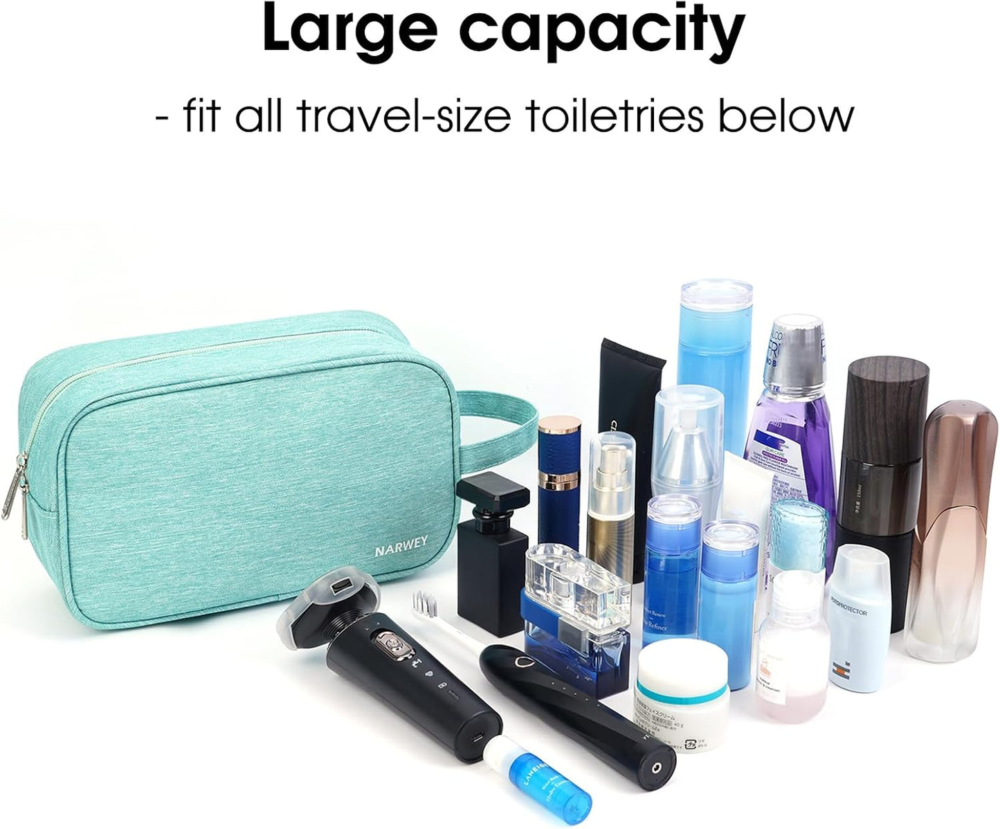 Travel Toiletry Bag for Women - Mint Green Dopp Kit Organizer for Cosmetics & Toiletries
