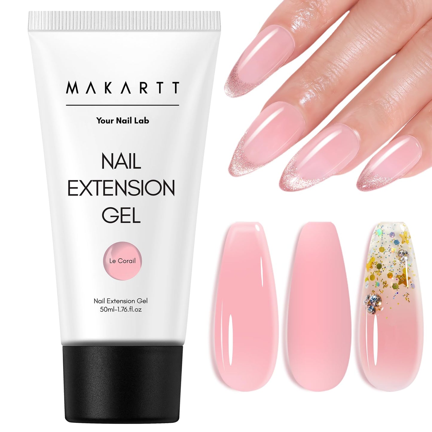 Makartt Poly Nail Gel 50ML: Natural Pink Gel Builder for Extension