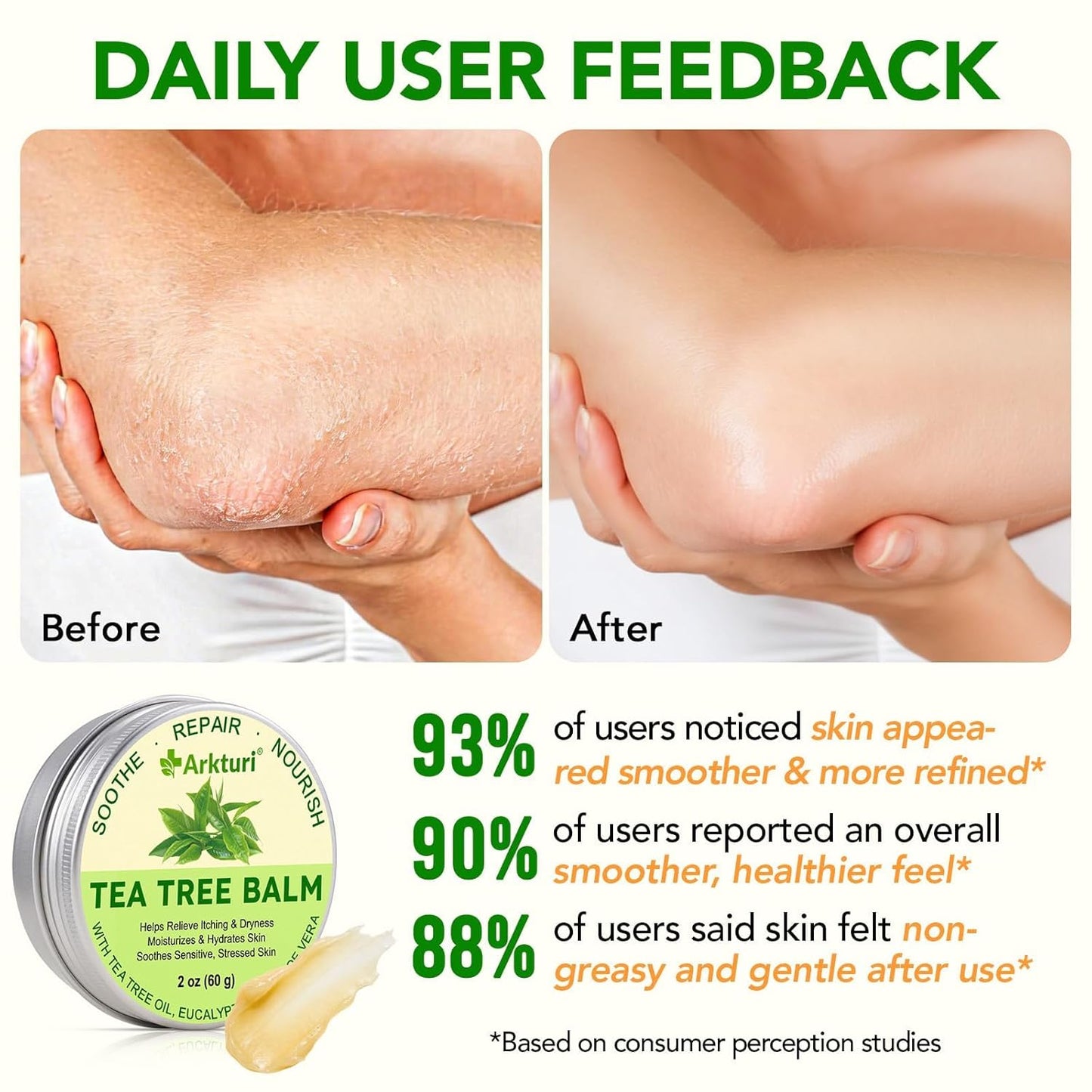 Tea Tree Oil Balm for Dry Skin Relief | Organic & Safe for All Ages - 1 Pack