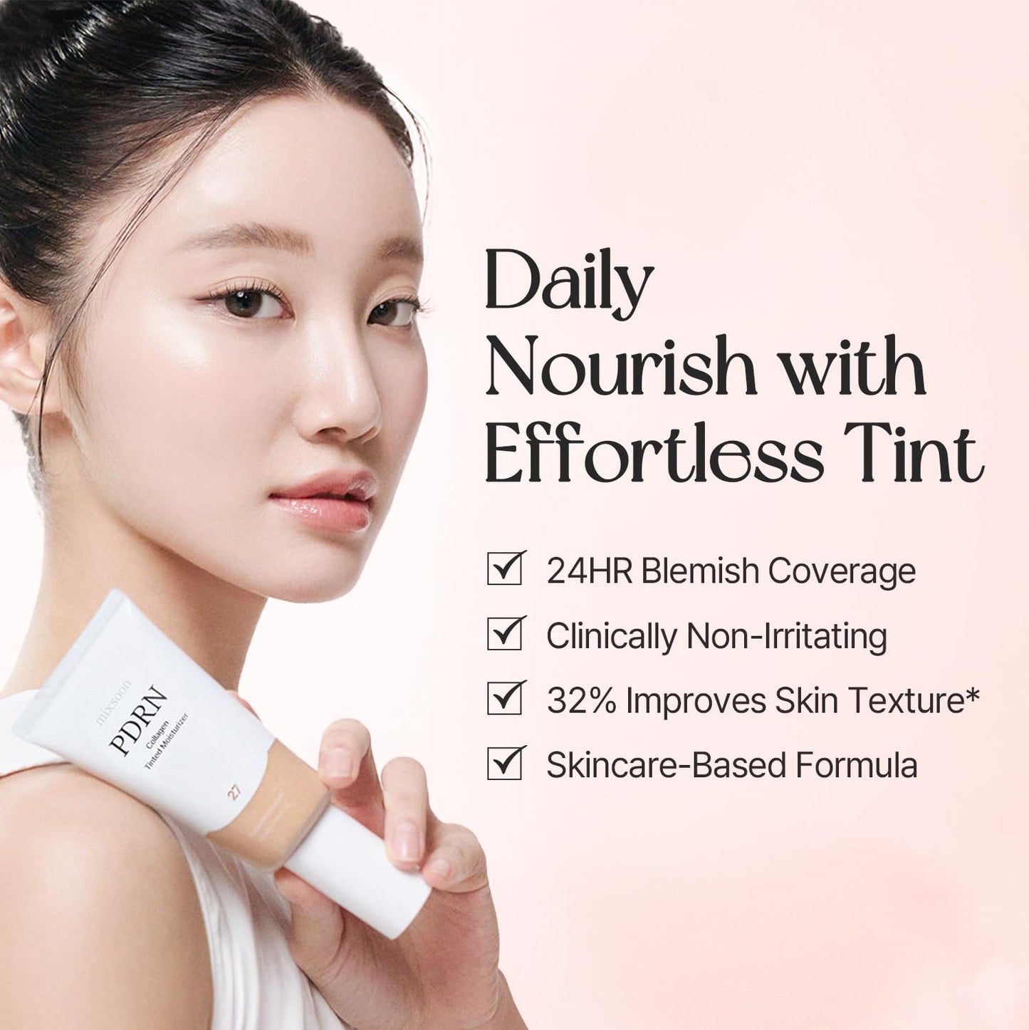 mixsoon PDRN Collagen Tinted Moisturizer - Skincare-Infused Base with Rice PDRN & Peptides, 24H Vibrant Glow & Luminous Hydration, 10 Shades 50ml / 1.69 fl.oz. Korean Glass Skin (No. Calm 45)