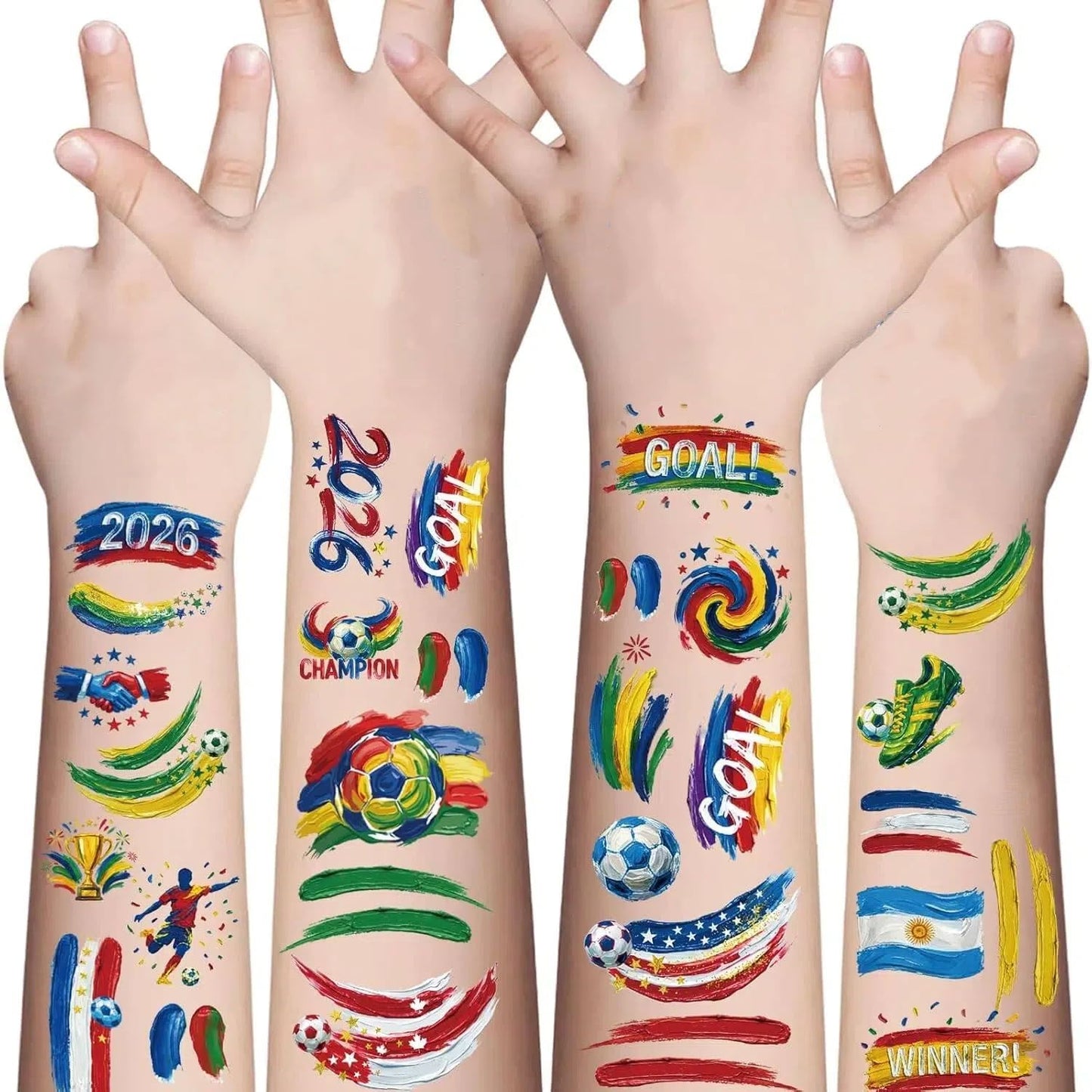 45 Pcs Soccer Tattoos - World Cup Temporary Tattoos for Adult，Teens，Soccer Party Favors Sports Themed Supplies Fake Tattoo Stickers，World Cup 2026 Merchandise