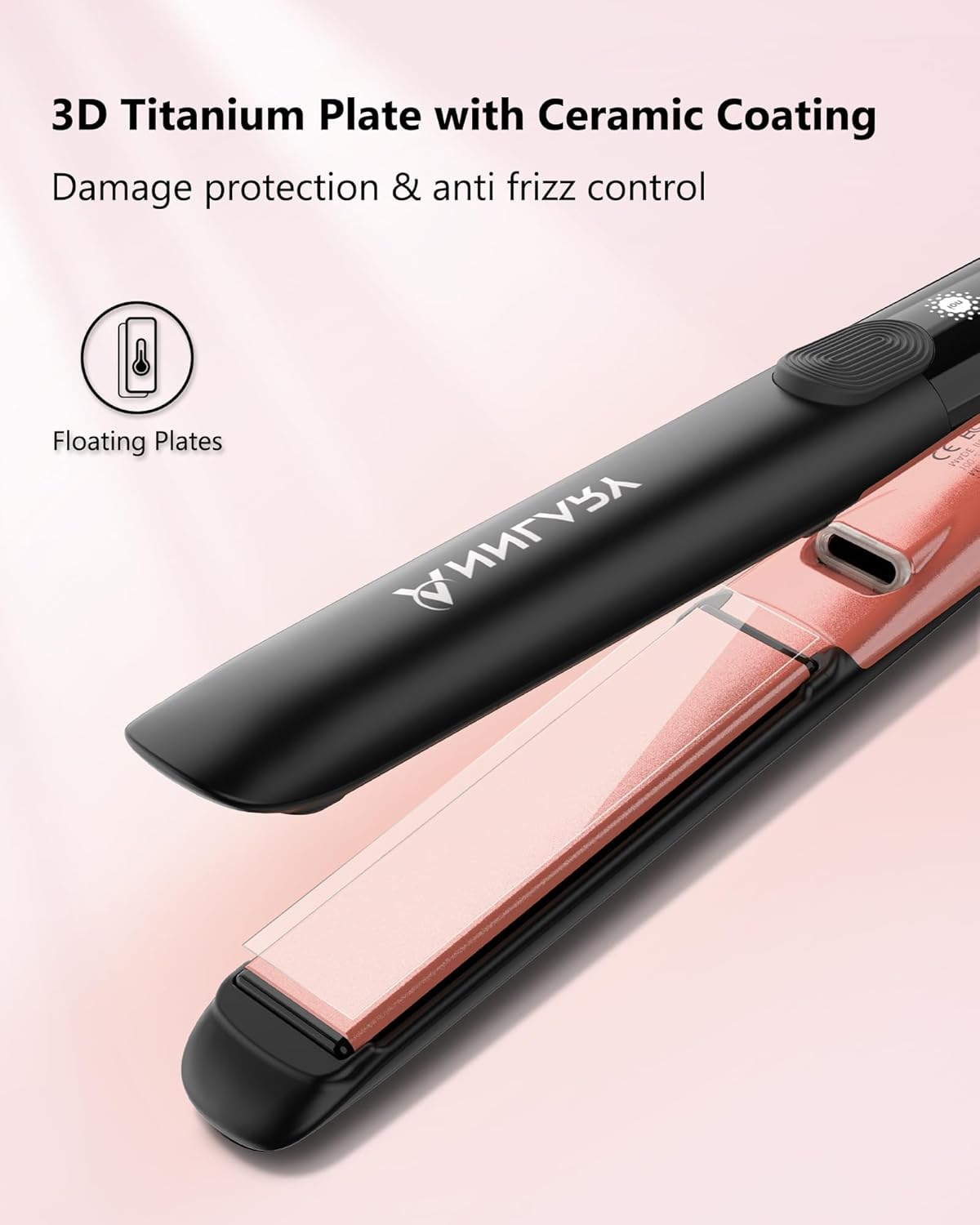 Annlary Hair Straightener | 1 Inch 2-in-1 Flat Iron & Curler - Titanium Ceramic, Ionic Dual Voltage for Smooth, Frizz-Free Hair