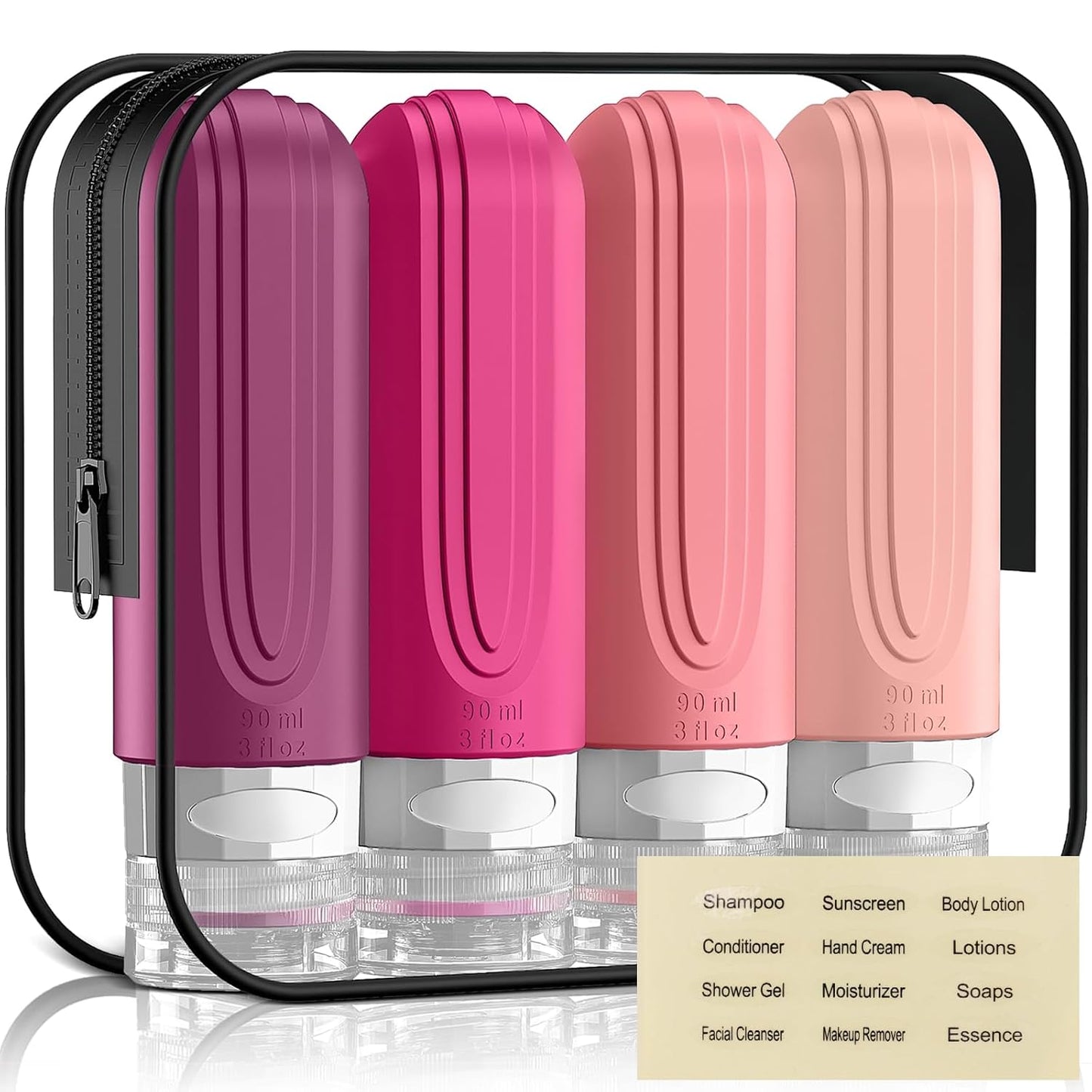 Travel Bottles for Toiletries - 3oz Silicone Leak-Proof Containers | TSA Approved, Squeezable Essentials (Blue)