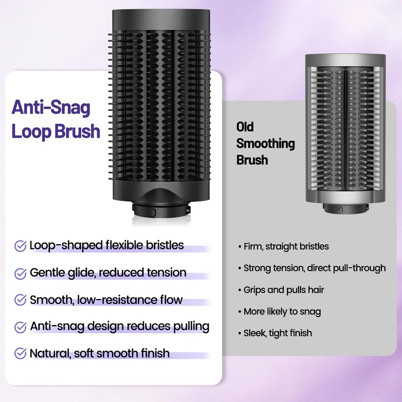 ZEPHBLOW Anti-Snag Loop Brush for Dyson Airwrap, Loop Detangling Smoothing Brush Compatible with Air wrap Attachments, Smooth Glide Anti-Tangle Comb for Thick, Curly Tangled Hair Frizz Control