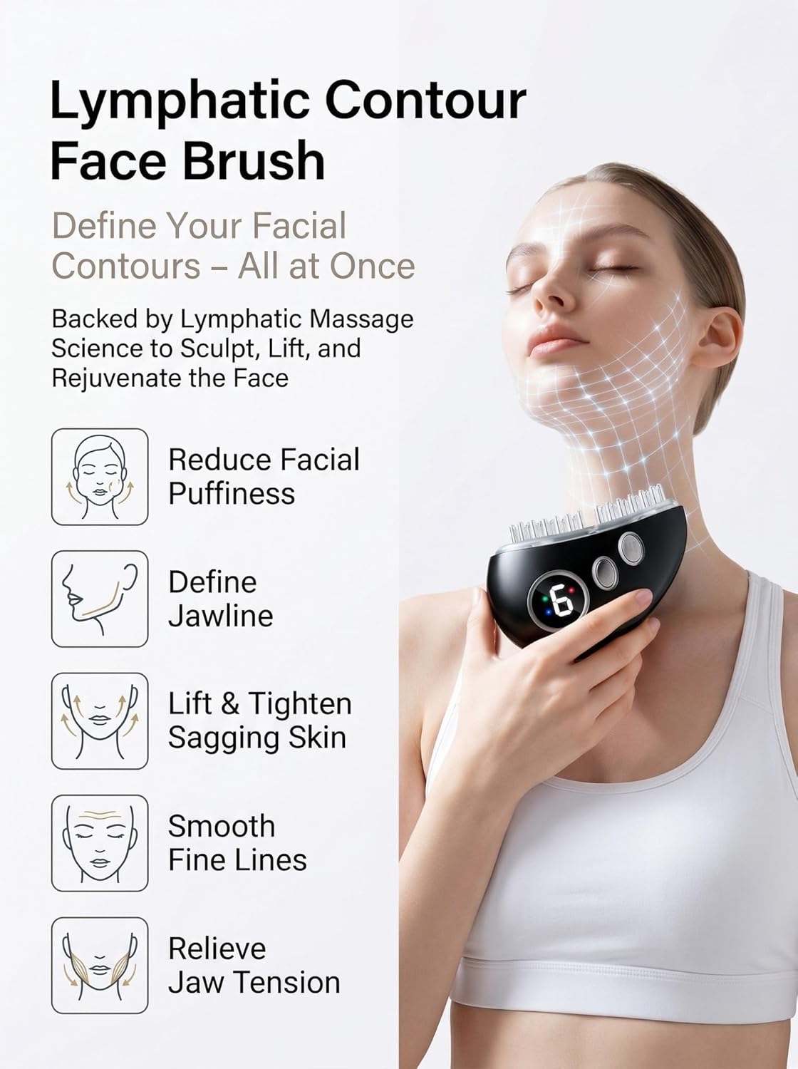 TMJ Relief Massager - Heated Vibrating Face & Neck Massager for Jaw Pain, Double Chin & Puffiness Relief | Multi-Needle Design