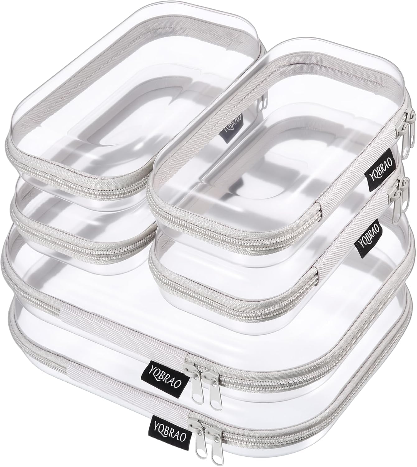 Clear Diaper Bag Organizer Pouches - 4-Pack Ultra-Thick PET Travel Bags | Rigid Self-Standing Design, TSA Approved