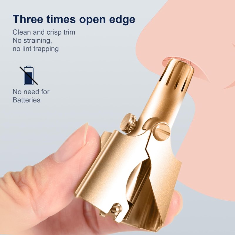 Numcoin Gold Nose Hair Trimmer for Men, Nose Trimmer for Men, Nose Trimmer, Manual, Waterproof, Hypoallergenic, Smooth Trimming, with Twelve Double-Edged Blades