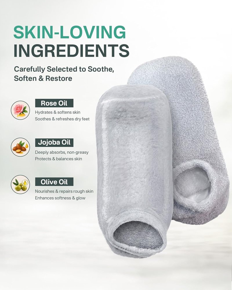 Moisturizing Socks for Dry Cracked Feet - Aloe Gel Heel Protector | Size 9-11, Foot Spa Care