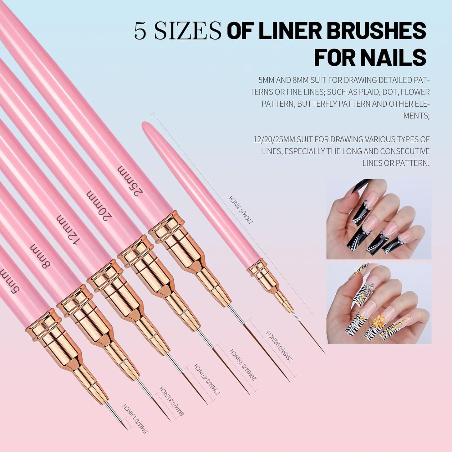 Nail Art Tools Set - Professional Brushes & Stand for Creative Nail Design | Includes Liner, Dotting Tool & Holder