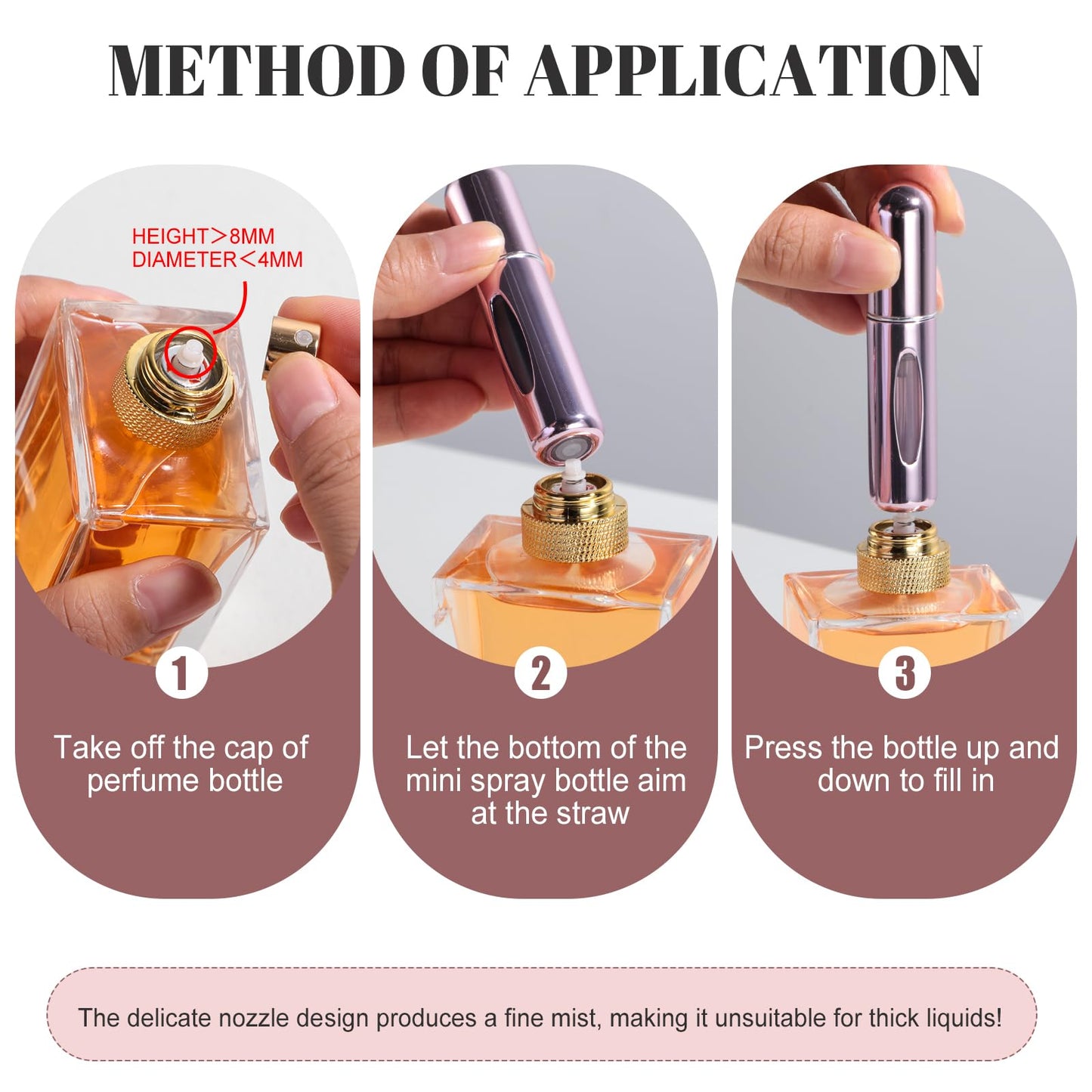 JPNK Mini Refillable Perfume Portable Atomizer Bottle 5PCS Travel Size Spray Refillable Refill Bottle 5 ml with Travel and Outgoing Bag