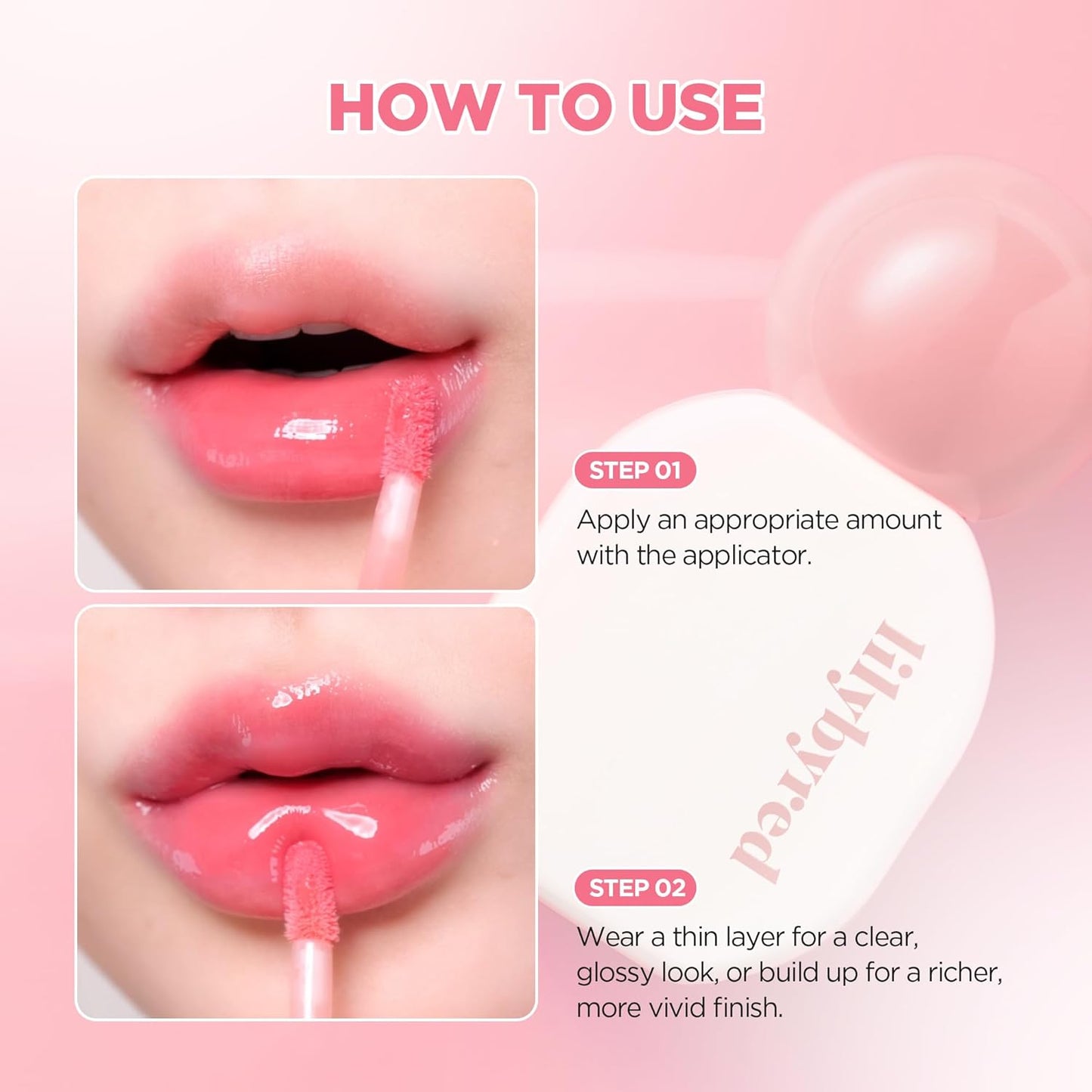 Lilybyred Sugar Wrapping Tint Gloss - Korean Lip Stain, Ceramide-Infused, Lightweight & Non-Sticky | 0.21 oz, 01 Peach Syrup