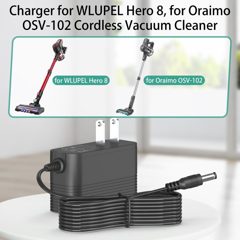 Replacement for WLUPEL Hero 8 Cordless Vacuum Cleaner Charger, Power Cord for Afoddon A200PRO, Kyvol V20 Cordless Vacuum Cleaner