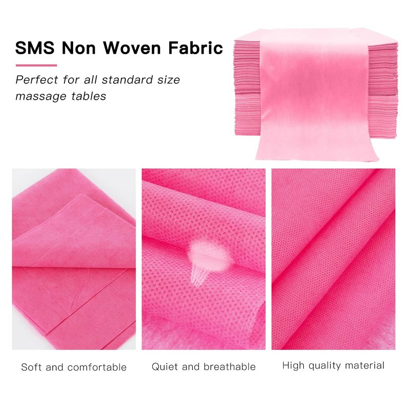 YEEOZOE 100PCS Disposable Massage Table Sheets, Pink Spa Bed Covers for Esthetician, Spa, Waxing, Lash, Tattoo, Salon Table, 31.5" X 71"